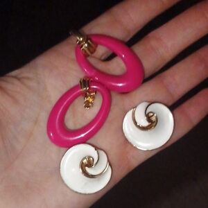 Pink and White Swirl Earrings